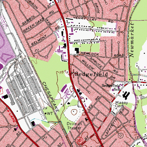 Topographic Map of Sedgefield, VA