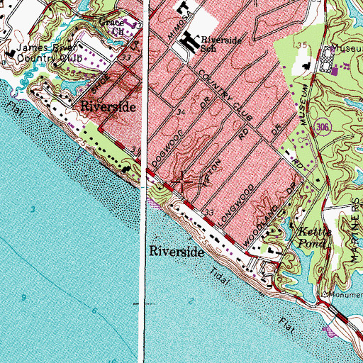 Topographic Map of Riverside, VA