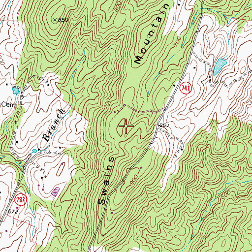 Topographic Map of Swains Mountain, VA