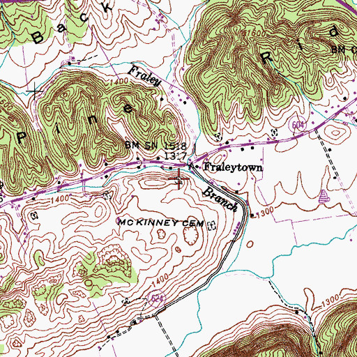Topographic Map of Fraley Cemetery, VA