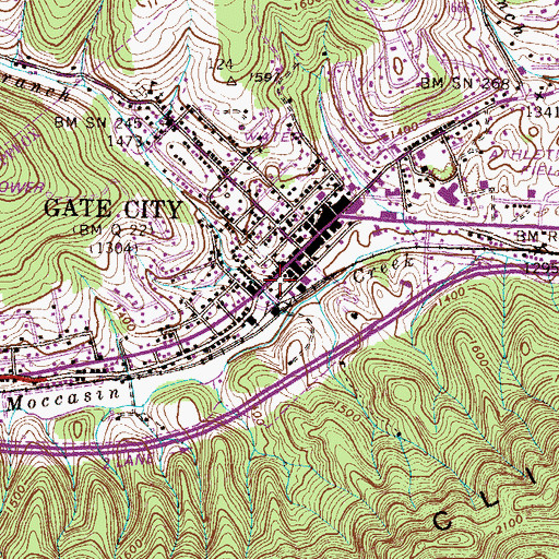 Topographic Map of Gate City Baptist Church, VA