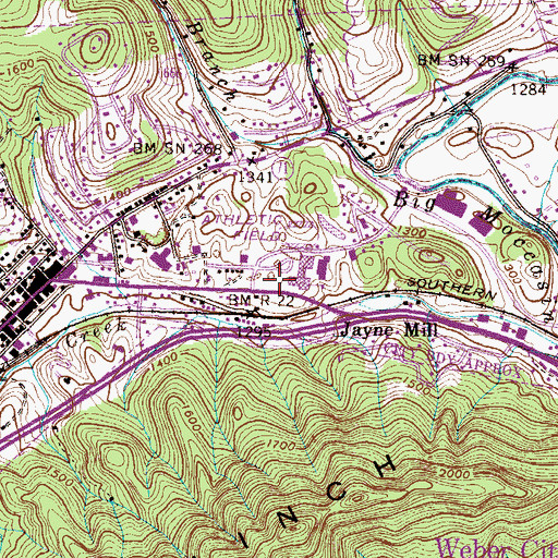Topographic Map of Gate City Middle School, VA
