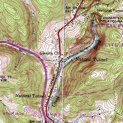 Topographic Map of Glenita, VA