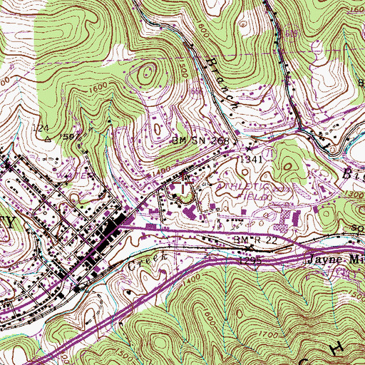 Topographic Map of R P Kane Athletic Field, VA