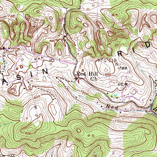 Topographic Map of Red Hill School (historical), VA