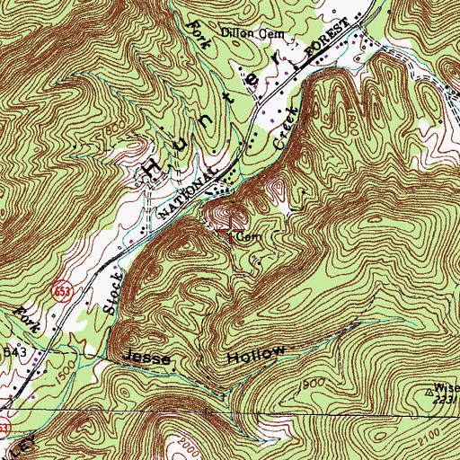 Topographic Map of Stone Cemetery, VA