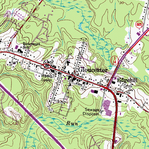 Topographic Map of Gloucester, VA