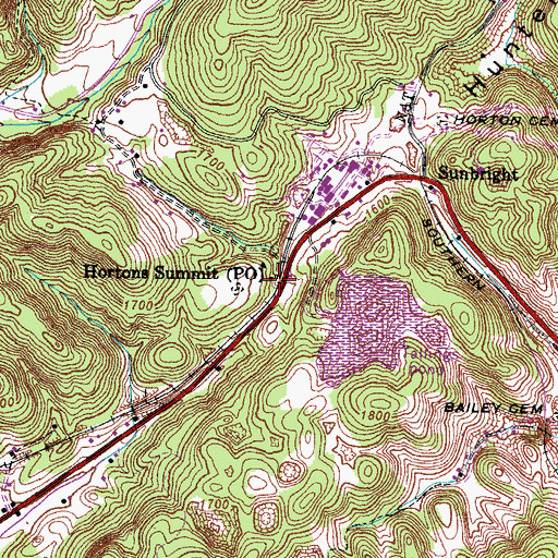 Topographic Map of Hortons Summit Post Office, VA