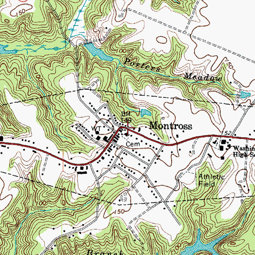 Topographic Map of Montross, VA