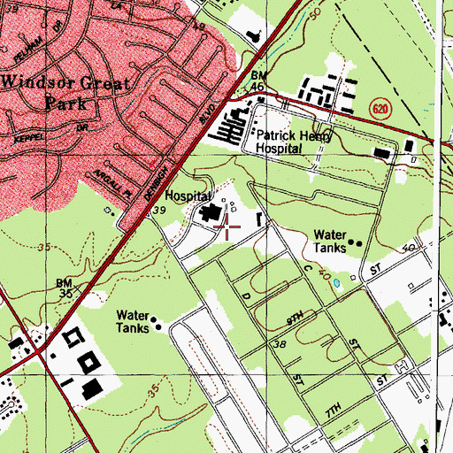 Topographic Map of Mary Immaculate Hospital Heliport, VA