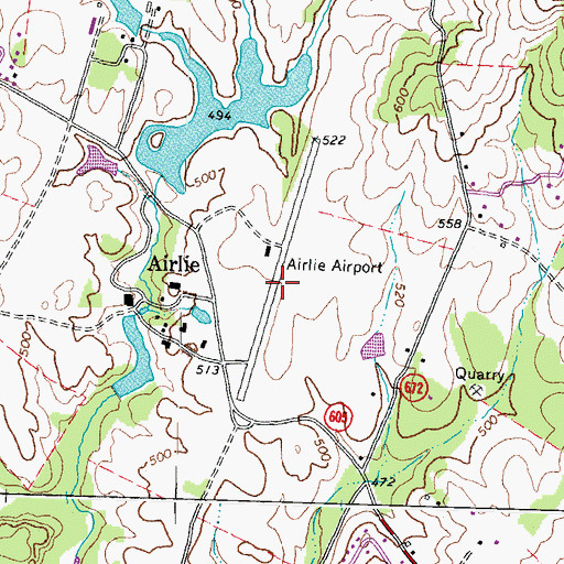 Topographic Map of Airlie Airport, VA