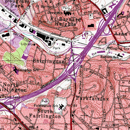 Topographic Map of Shirlington Post Office, VA