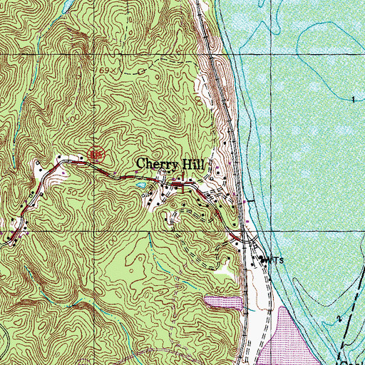 Topographic Map of Cherry Hill, VA