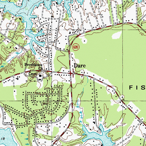 Topographic Map of Dare, VA