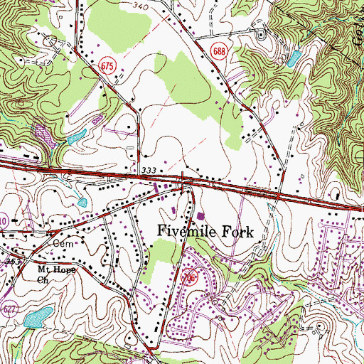 Topographic Map of Five Mile Fork, VA