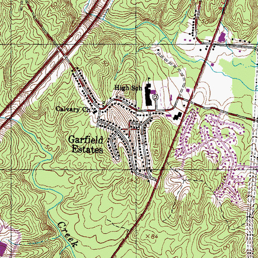Topographic Map of Garfield Estates, VA