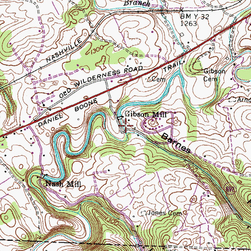 Topographic Map of Gibson Mill, VA