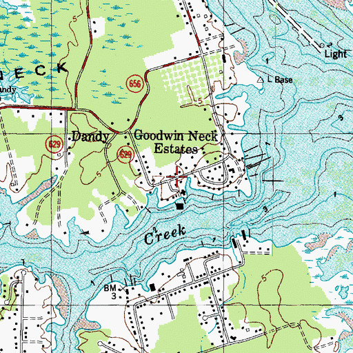 Topographic Map of Goodwin Neck Estates, VA
