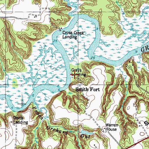 Topographic Map of Grays Landing, VA