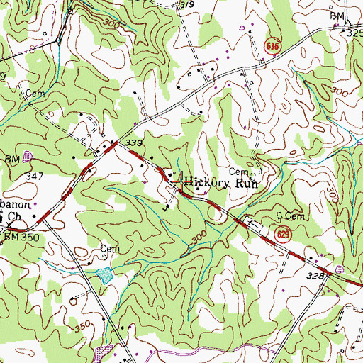 Topographic Map of Hickory Run, VA