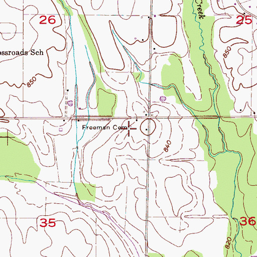 Topographic Map of Freeman Cemetery, AL