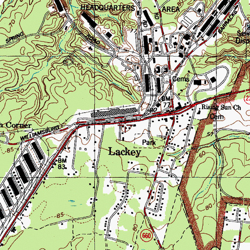 Topographic Map of Lackey, VA