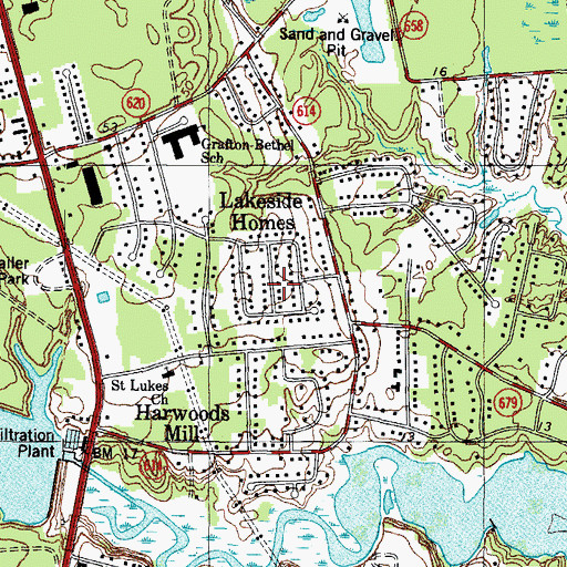 Topographic Map of Lakeside Homes, VA