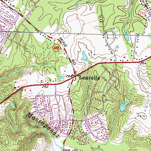 Topographic Map of Leavells, VA
