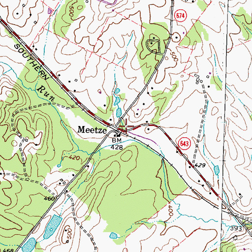 Topographic Map of Meetze, VA