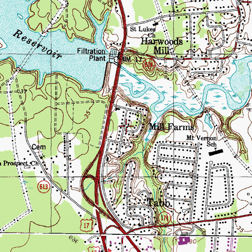 Topographic Map of Mill Farms, VA