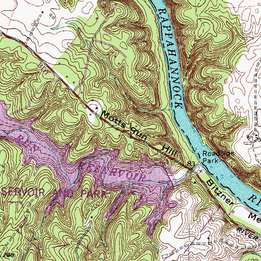Topographic Map of Motts Run Hill, VA