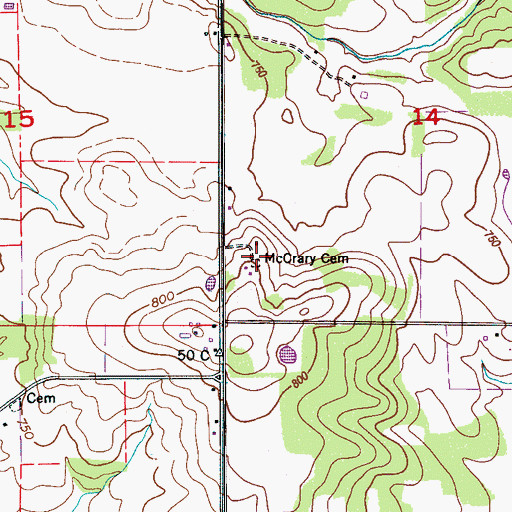 Topographic Map of McCrary Cemetery, AL