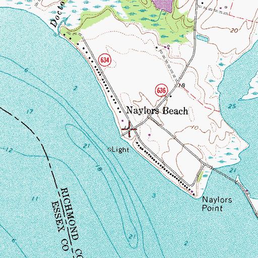 Topographic Map of Naylors Beach, VA