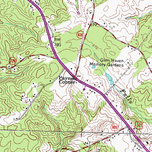 Topographic Map of Paynes Corner, VA