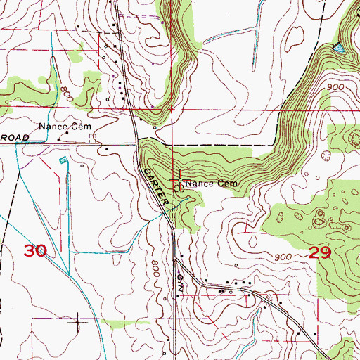Topographic Map of Nance Cemetery, AL