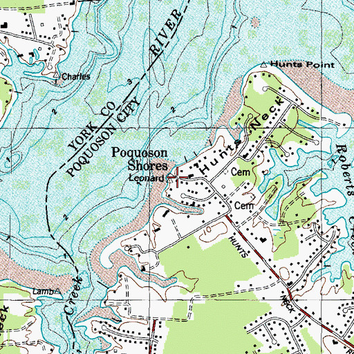 Topographic Map of Poquoson Shores, VA