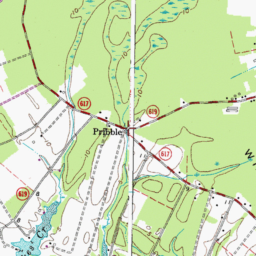 Topographic Map of Pribble, VA