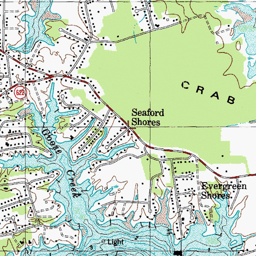 Topographic Map of Seaford Shores, VA