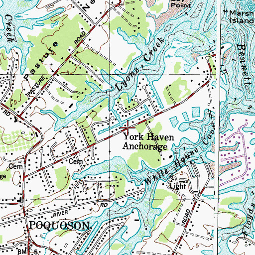 Topographic Map of York Haven Anchorage, VA