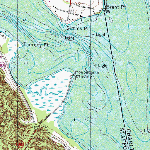 Topographic Map of Youbedamn Landing, VA