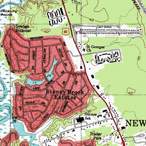 Topographic Map of Stoney Brook Estates, VA