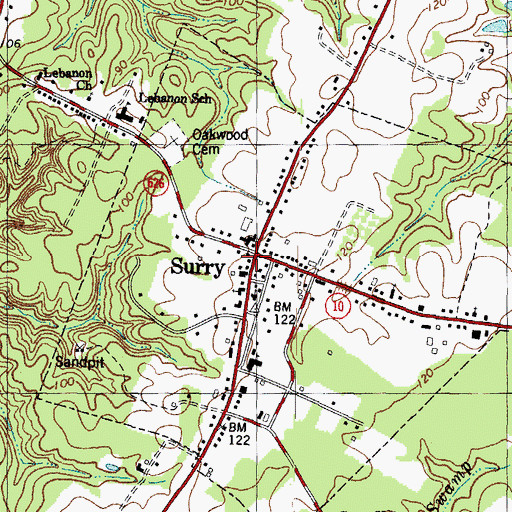 Topographic Map of Surry, VA