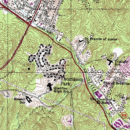 Topographic Map of Thomason Park, VA
