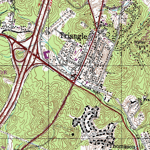 Topographic Map of Triangle, VA