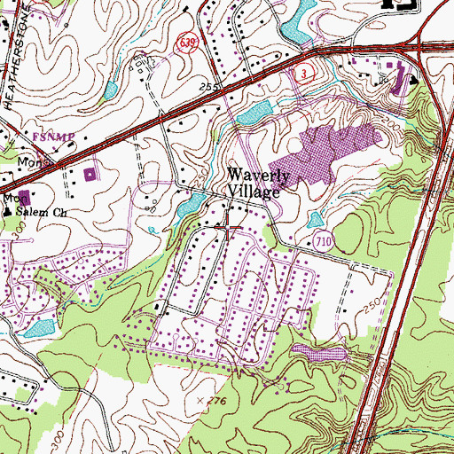 Topographic Map of Waverly Village, VA