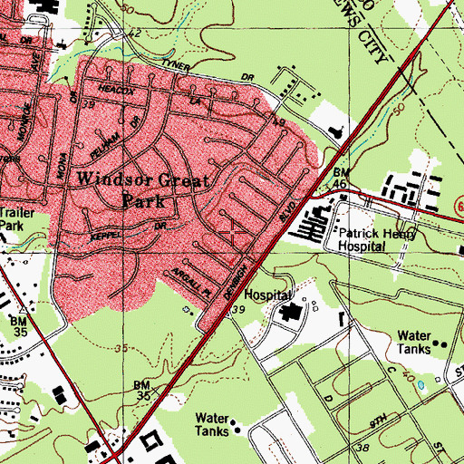 Topographic Map of Windsor Great Park, VA