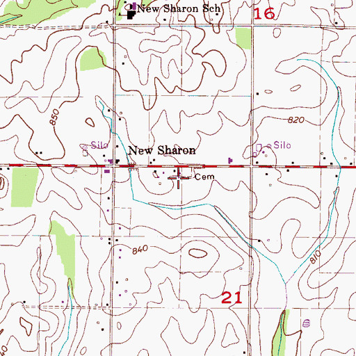 Topographic Map of New Sharon Church of God, AL