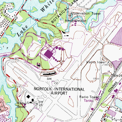 Topographic Map of Norfolk International Airport, VA