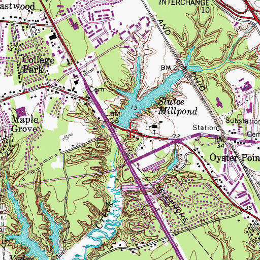 Topographic Map of Sluice Dam, VA