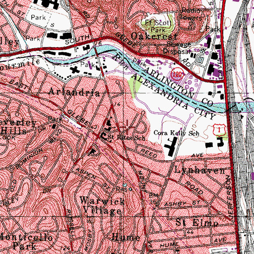 Topographic Map of George Washington Post Office, VA